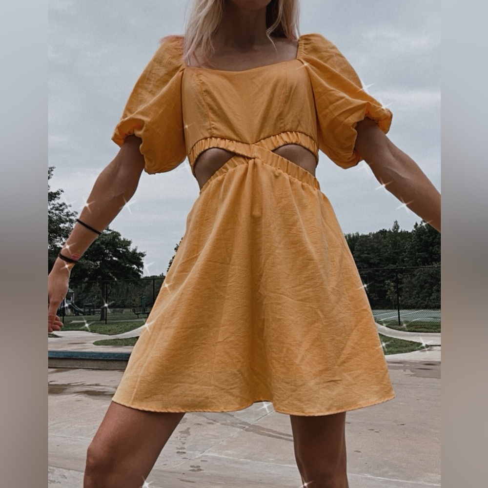 NWOT Orange Cut out skater dress